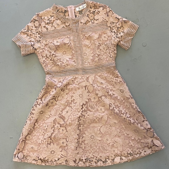 Chicwish Dresses & Skirts - Chichwish SZ Medium blush pink lace short sleeved mini dress